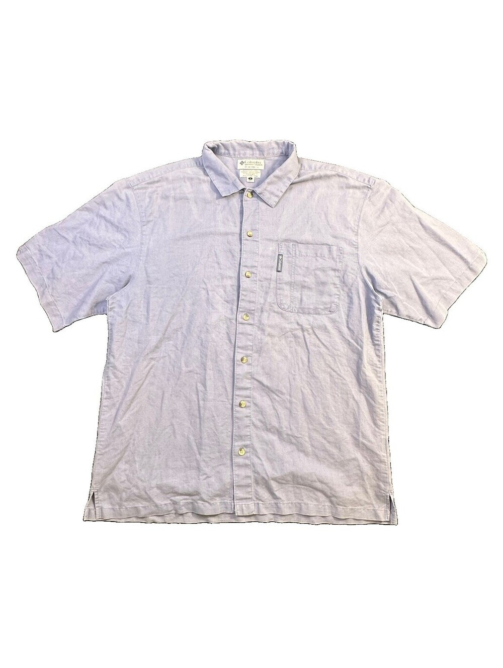 Columbia Men's L Blue Shirt Button-Up Short Sleeve